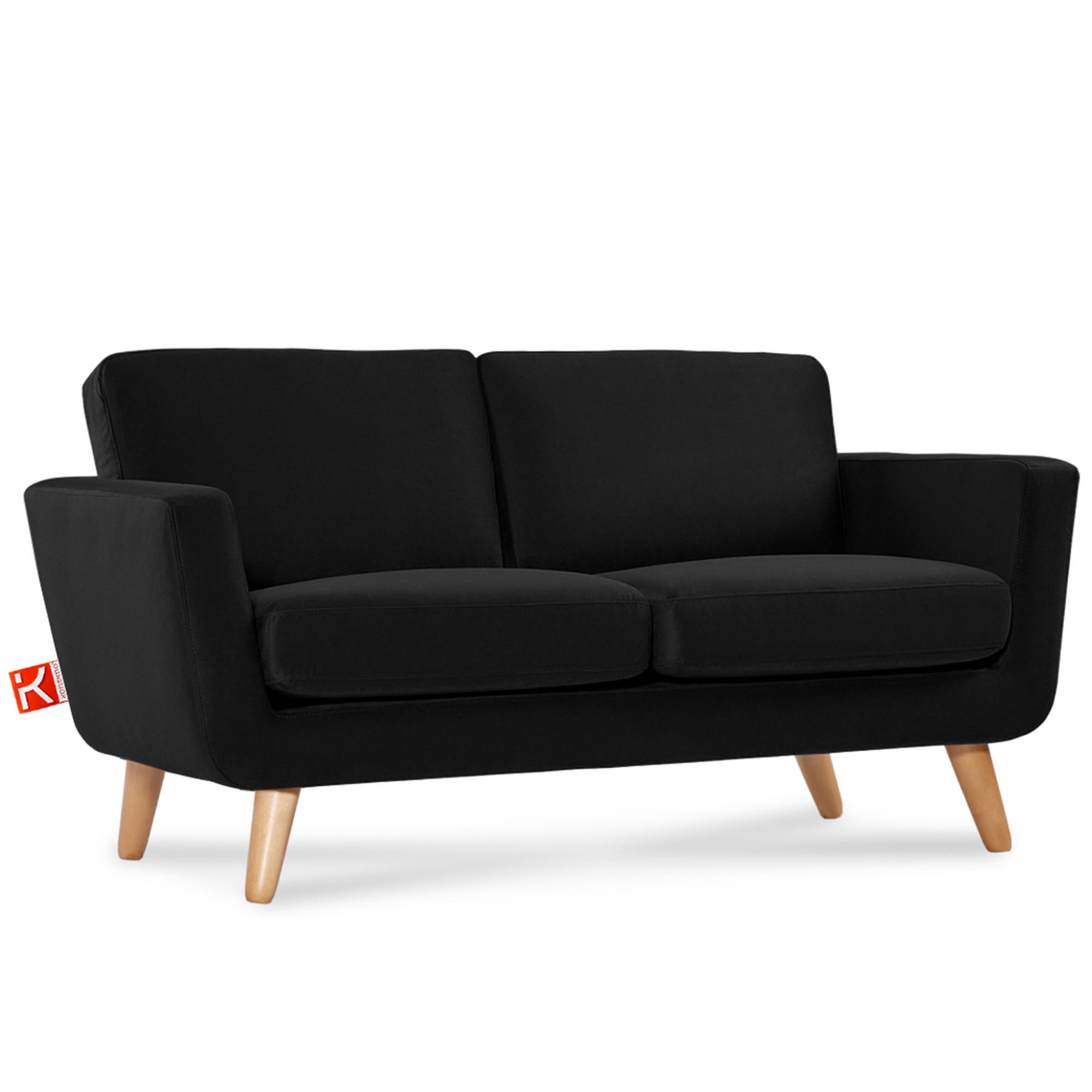 SOFA TAGIO mit Armlehnen, Schwarz - Schwarz/Braun, Buchenholz/Textil (153/80/84cm) - KONSIMO®