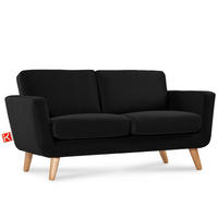 SOFA TAGIO mit Armlehnen, Schwarz - Schwarz/Braun, Buchenholz/Textil (153/80/84cm) - KONSIMO®