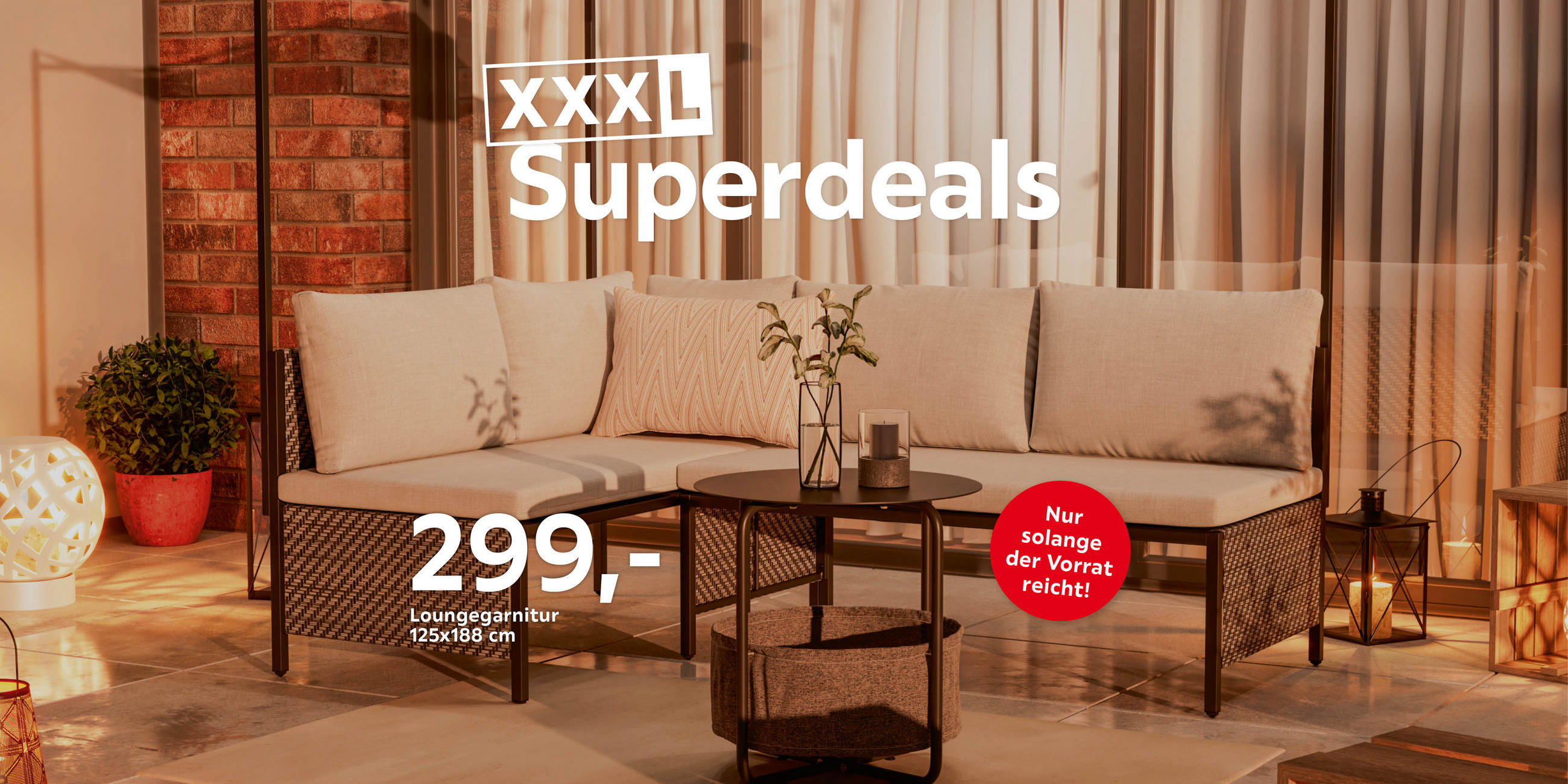 XXXL Superdeals Loungarnitur 125x188 cm 299,- Nur solange der Vorrat reicht!