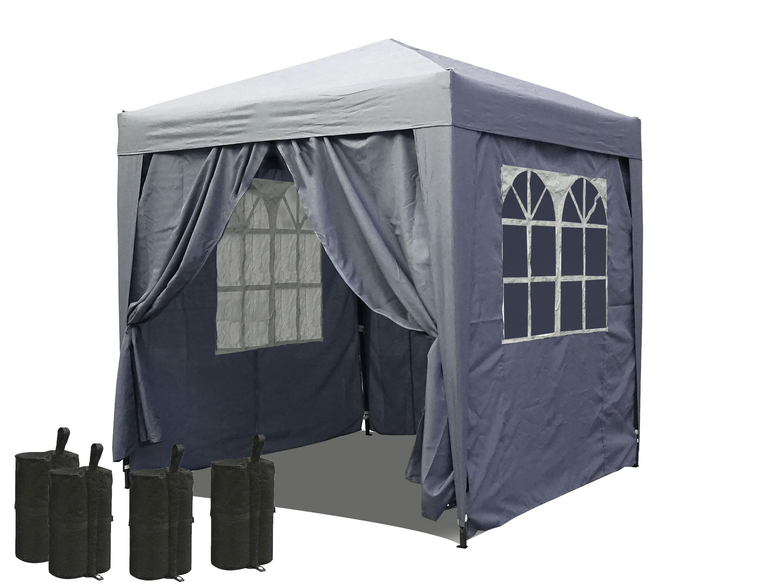 FALTPAVILLON 2,5x2,5m Smoky Grau inkl. 4 Fußgewichten - Grau, Metall (250/245/250cm) - QUICK STAR