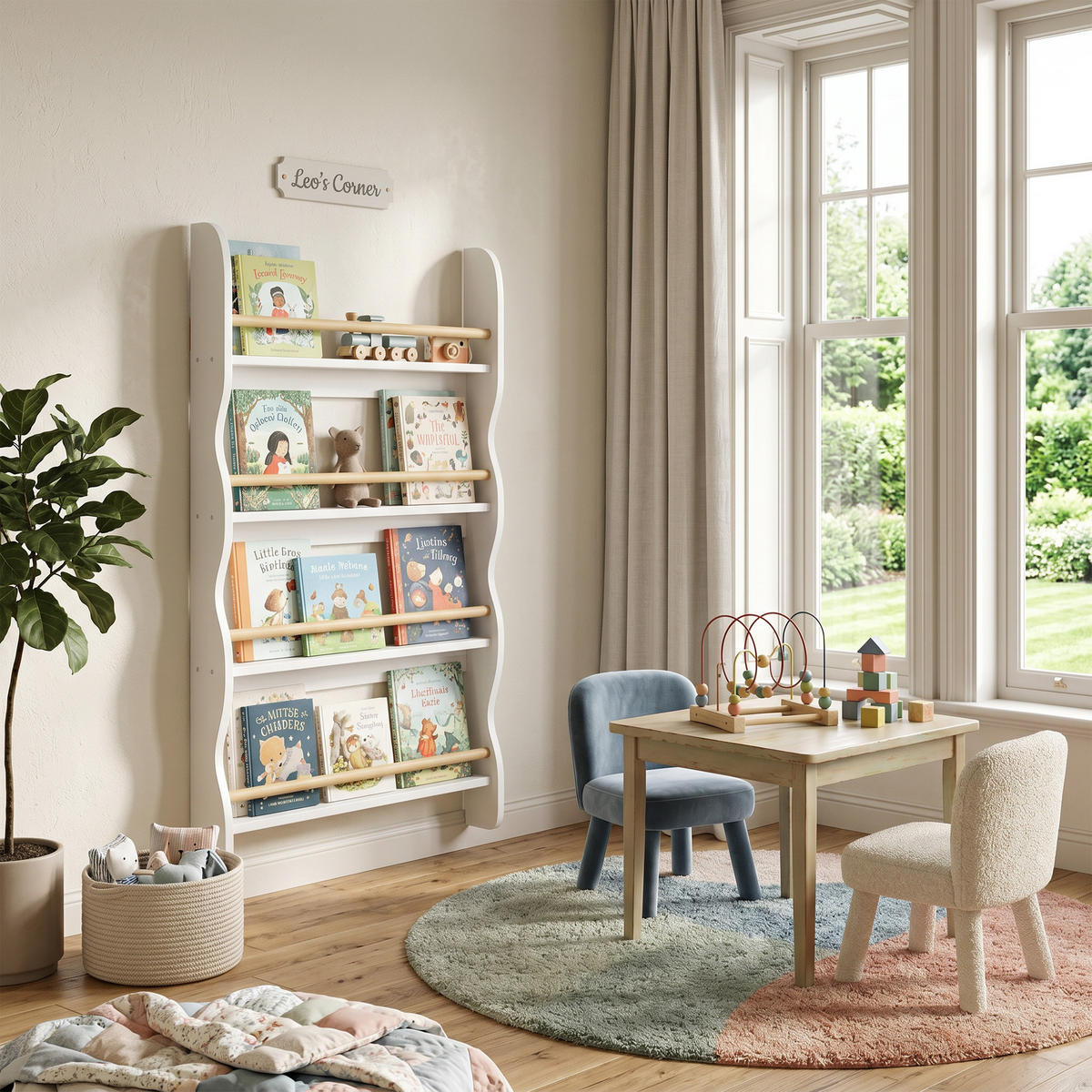 KINDER-BÜCHERREGAL MDF Kiefernholz Weiß - Weiß, Holzwerkstoff (10/98/60cm) - AIYAPLAY