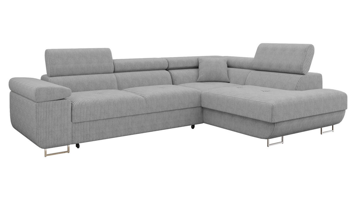 ECKSOFA Torezio Cord, Seite: Rechts - Grau, Holz/Textil (274/203cm) - MIRJAN24