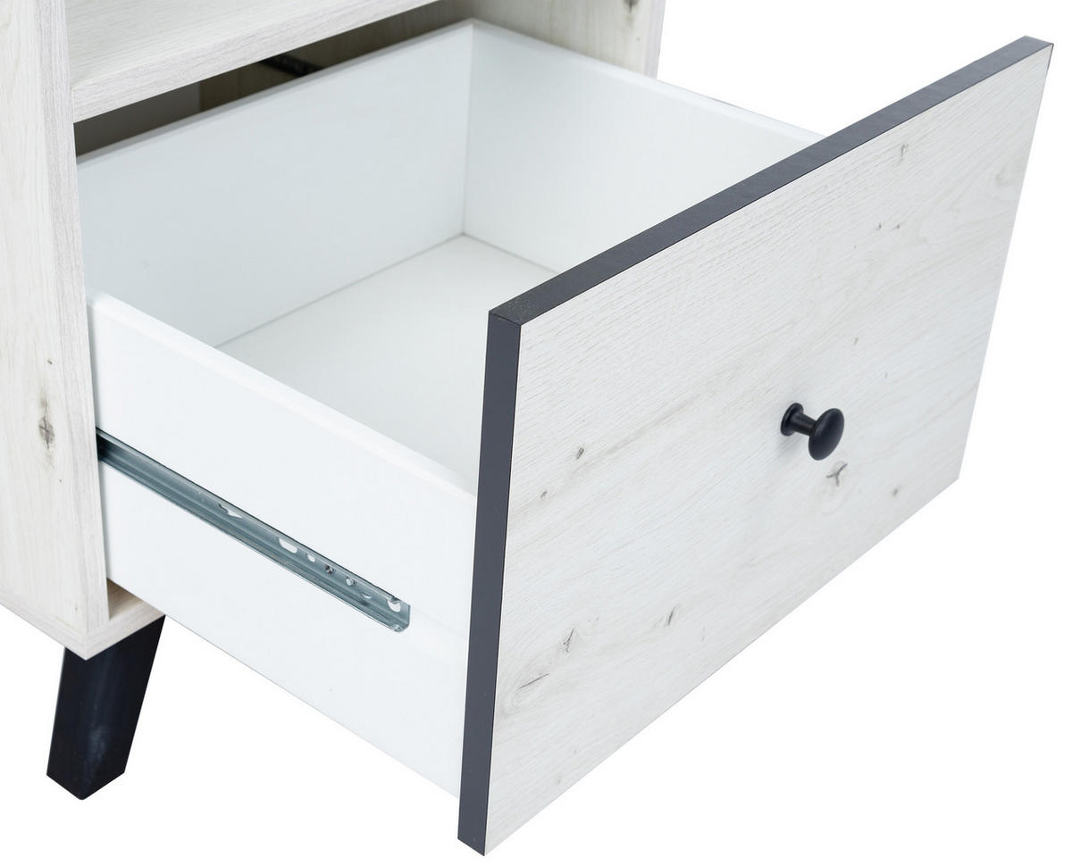 STANDREGAL 45/134/40 cm White Oak Landhausstil - Eichefarben/Schwarz, Holzwerkstoff/Metall (45/134/40cm) - arthur berndt