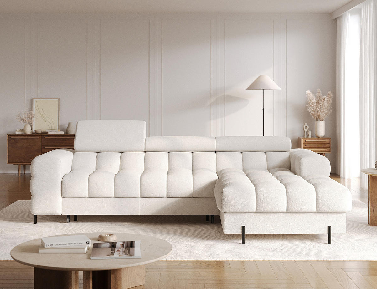 ECKSOFA Neviro R - Weiß (Amore 01) - Weiß, Holzwerkstoff (285/181cm) - Möblo