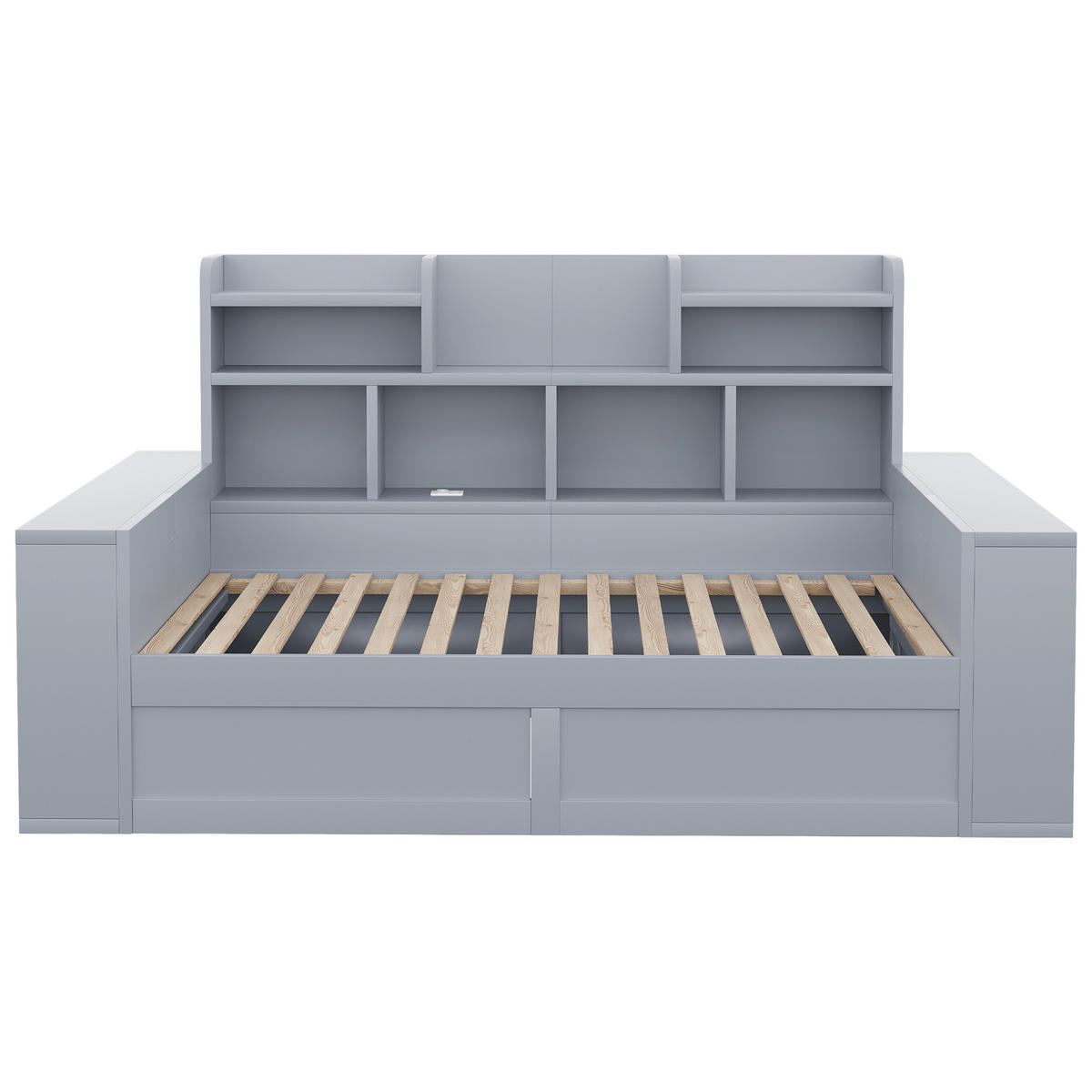 STAURAUMBETT 90/200 cm mit hydraulischem Stauraum und LED, DE-41649, in Grau - Grau, Holzwerkstoff (90/200cm) - ComfortXL