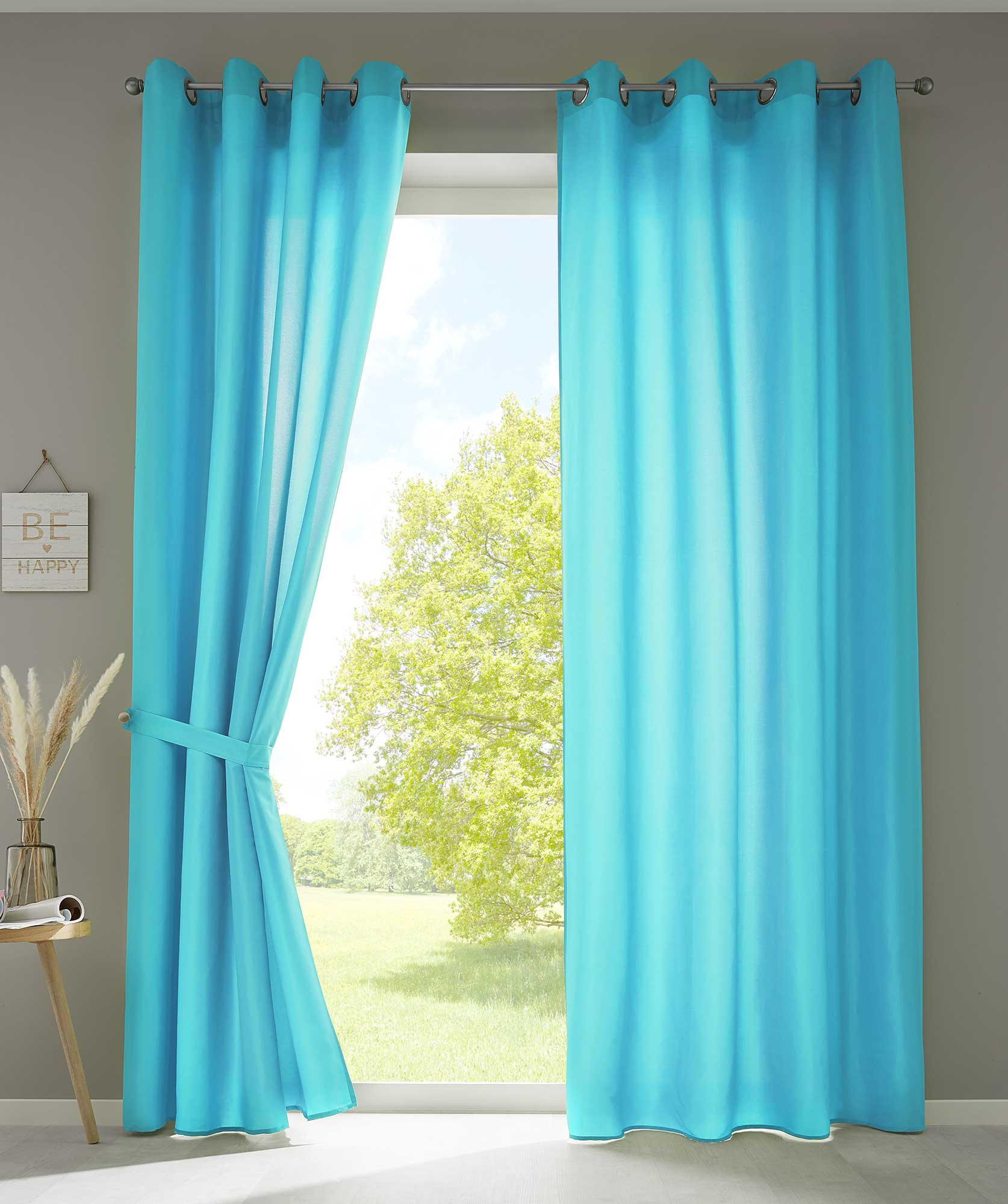 VORHANG 2ER SET BERLIN HxB 245x140cm Türkis - Türkis, Textil (140/245/245cm) - Gardinenbox