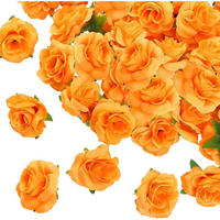 KÜNSTLICHE Blumenköpfe Rosen 50-teiliges Set Orange 4 cm - Orange, Kunststoff (1cm)
