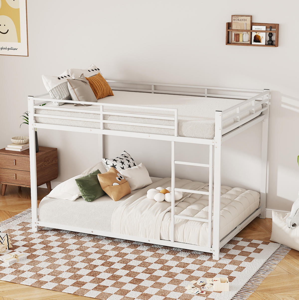ETAGENBETT Kinderbett 140/200 cm aus Metall mit Sicherheitsleisten Weiß - Weiß, Metall (140/200cm) - Modenvie