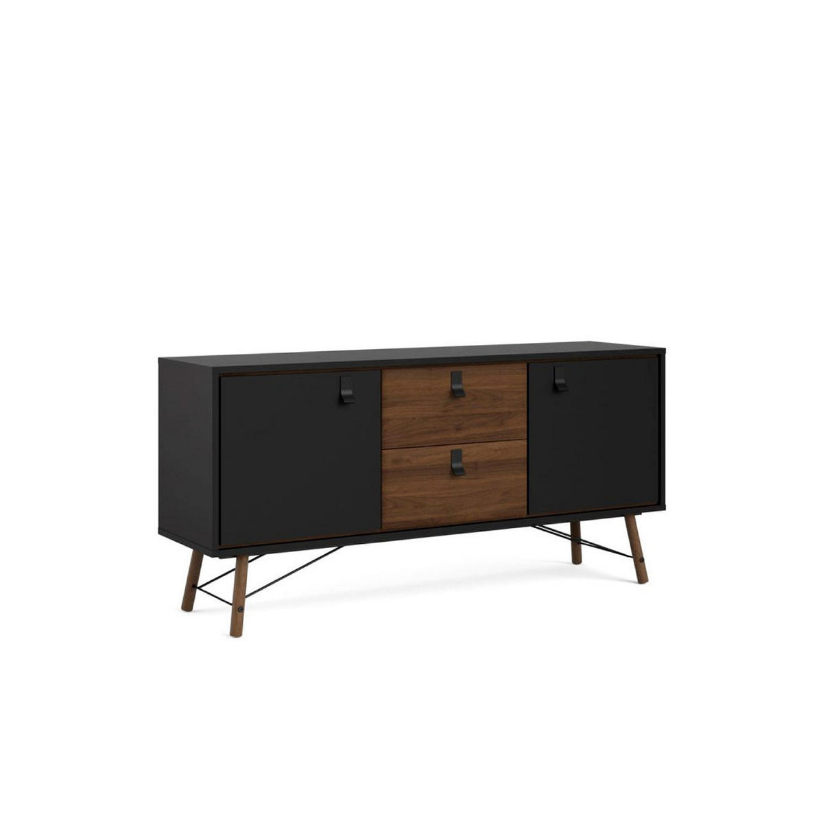 SIDEBOARD mattschwarz, wallnuss Dekor - Schwarz, Holzwerkstoff (150/72/40cm) - ebuy24