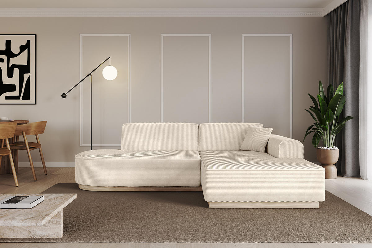 ECKSOFA Ottomane Rechts IREA-L1 - 232x165x80 cm Beige - Beige, Holzwerkstoff/Textil (232/165cm) - ALTDECOR