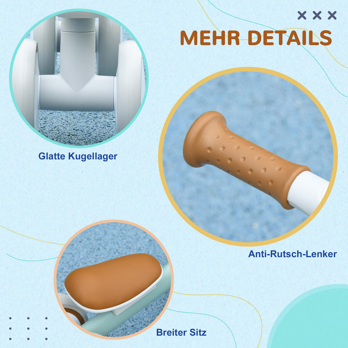 DREIRAD DE-10764 verstellbarer Sitz mit Flüsterreifen Weiß - Weiß, Metall (56/27/39cm) - ComfortXL