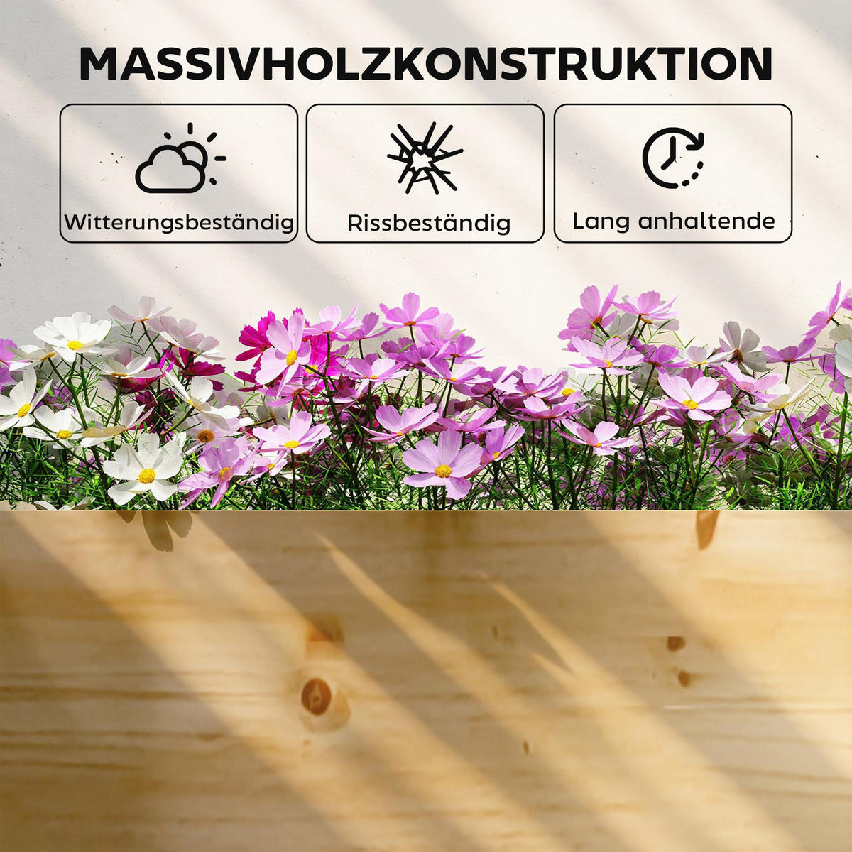 HOCHBEET mit offenem Boden 235/66/26 cm - Naturfarben, Holz (66/26/235cm) - Outsunny