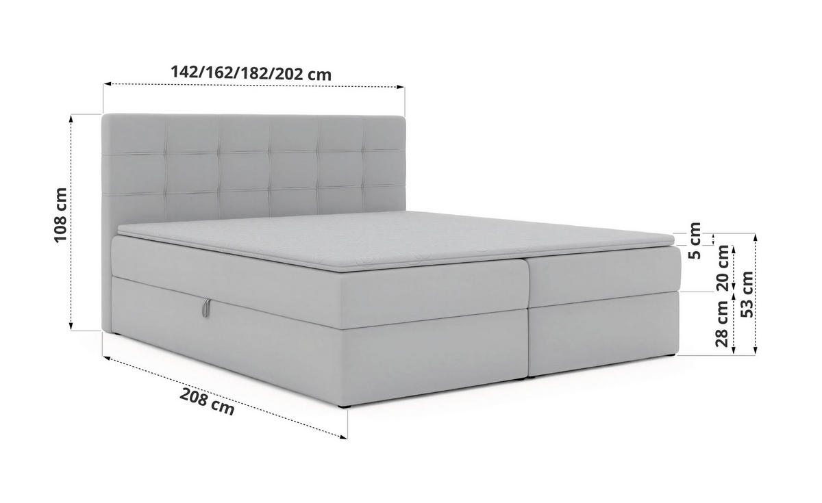 POSTEL BOXSPRING SOLVEN 140/200 - Tmavě šedá Jersey - Topper Visco - H4 - černá/tmavě šedá, textil/plast (140/200cm) - MKS