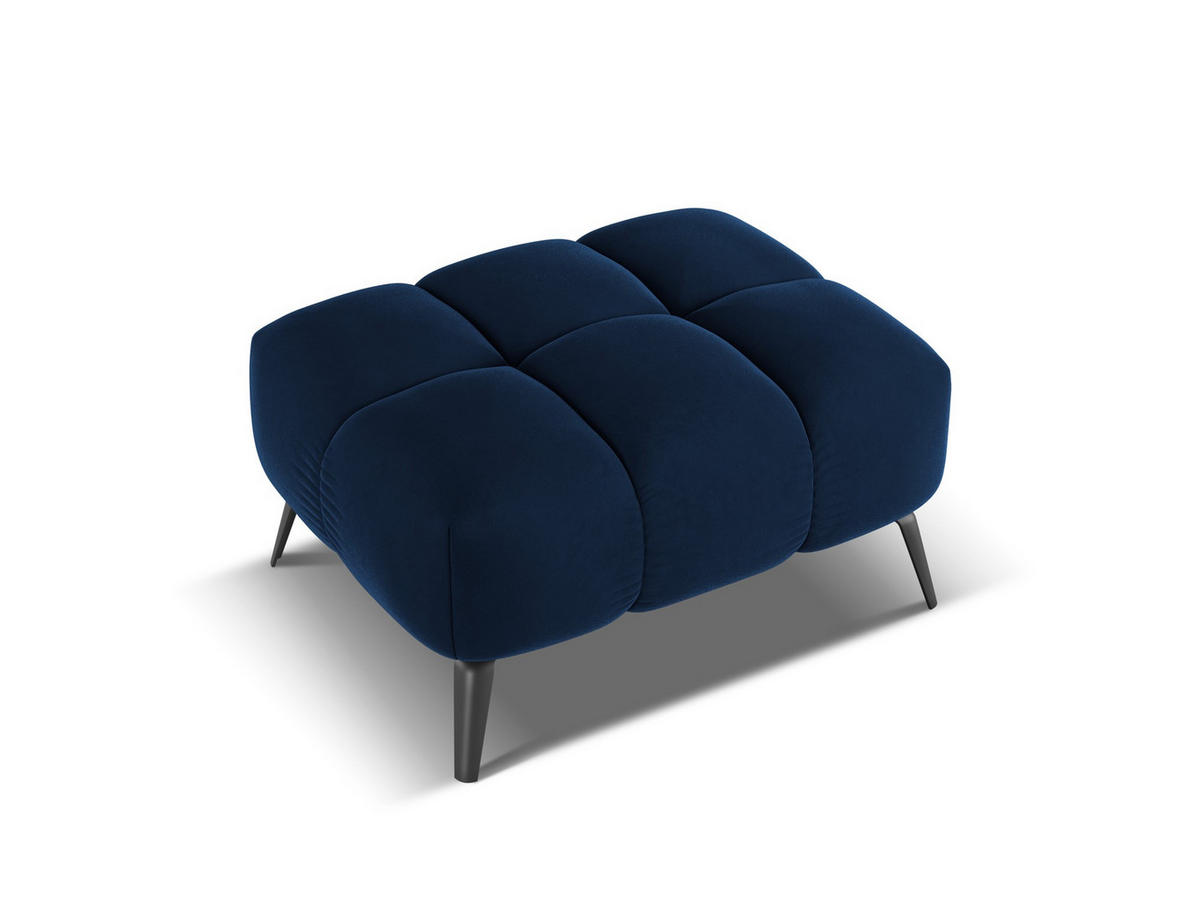 POUF Samt Stoff Blau - Blau/Schwarz, Textil/Metall (78/41/60cm) - Makamii