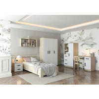 JUGENDZIMMER Elora in Eiche und Weiß – 6-teiliges Set – Grifffarbe Grau - Braun, Holzwerkstoff (80/200/120cm)