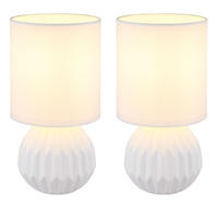 TISCHLEUCHTE Keramik Weiß 2er Set - Weiß, Textil (12/12/23cm) - Globo Lighting