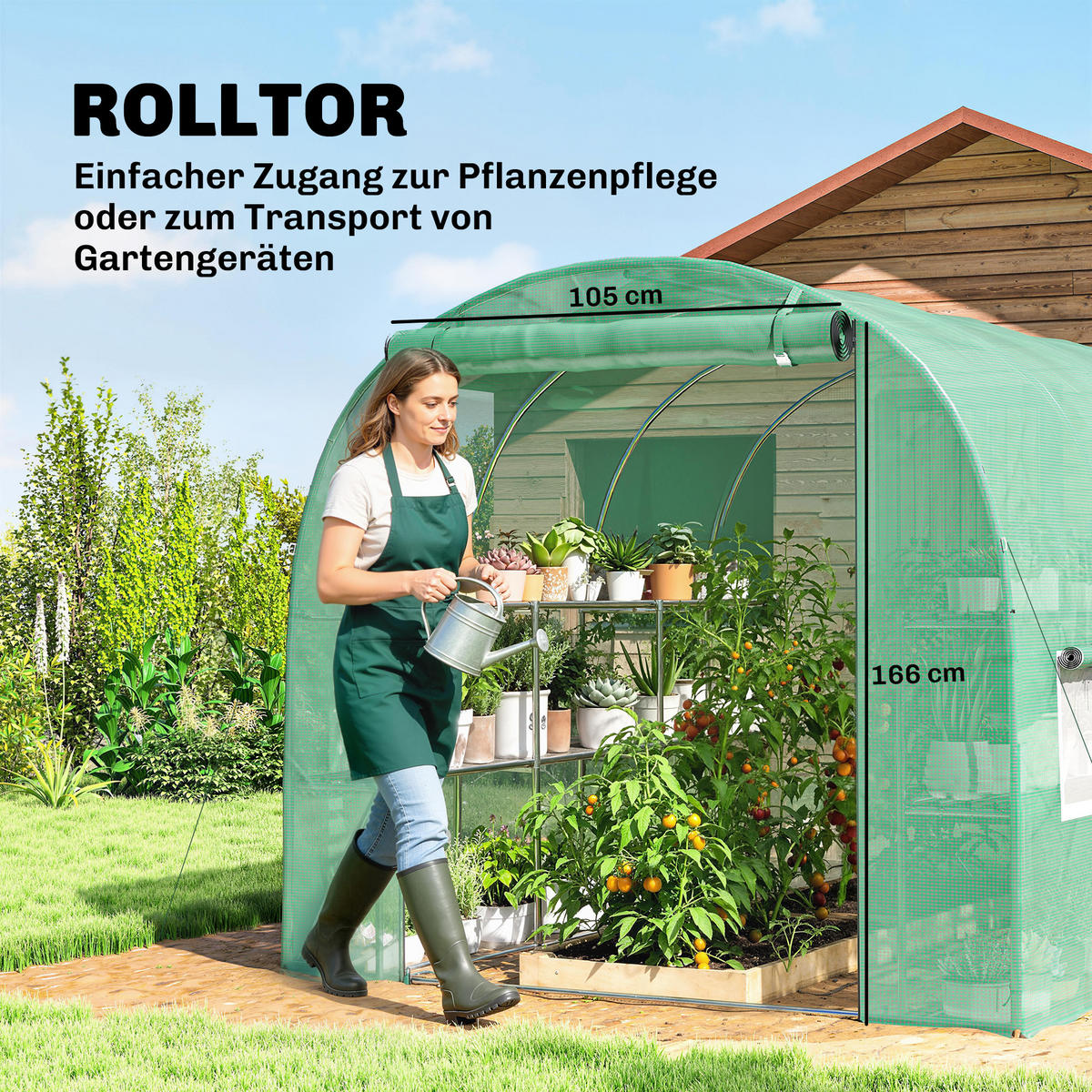FOLIENGEWÄCHSHAUS Verzinkter-Stahl PE Grün - Grün, Metall (198/191/275cm) - Outsunny