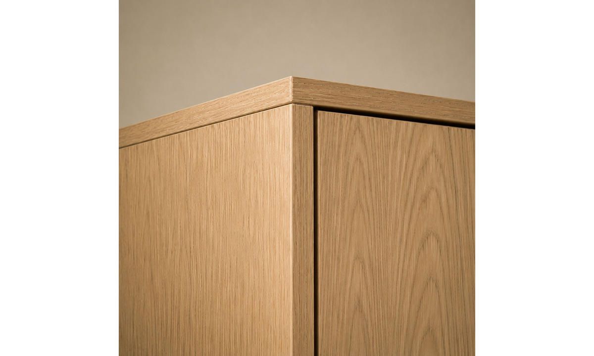 VITRINE LINDEN 89/40,6/197 cm mit Glastür mit LED Eiche Bookmatch - Eichefarben, Eichenholz/Holzwerkstoff (89/197/40.6cm) - Lookway