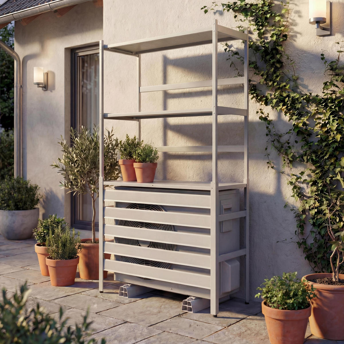 VERKLEIDUNG für Klimaanlage/Wärmetauscher 163x90x38cm Grau-Weiß - Weiß, Metall (90/163/38cm) - PROREGAL