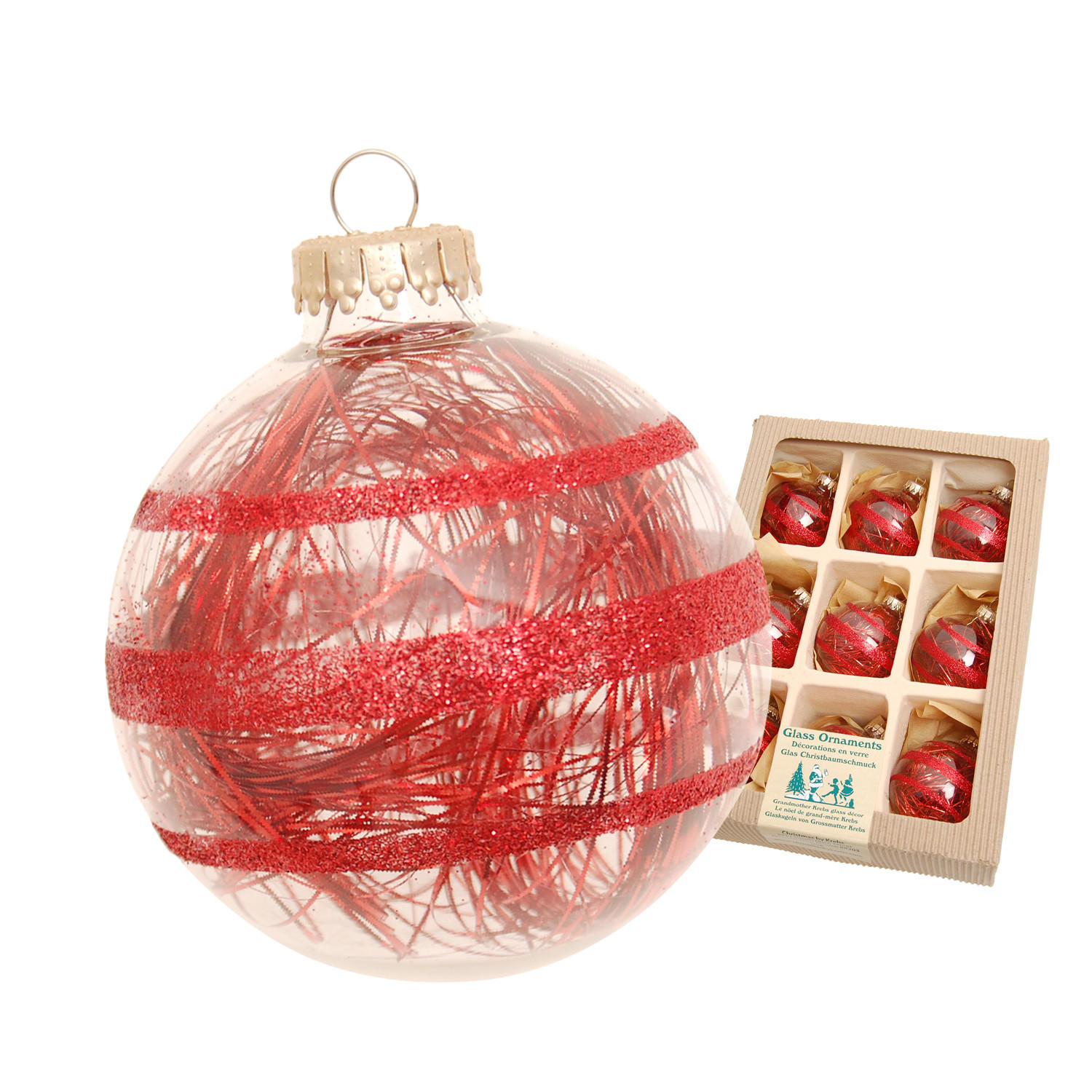 Krebs Glas Lauscha Christbaumkugeln Rot 7x7x7 cm