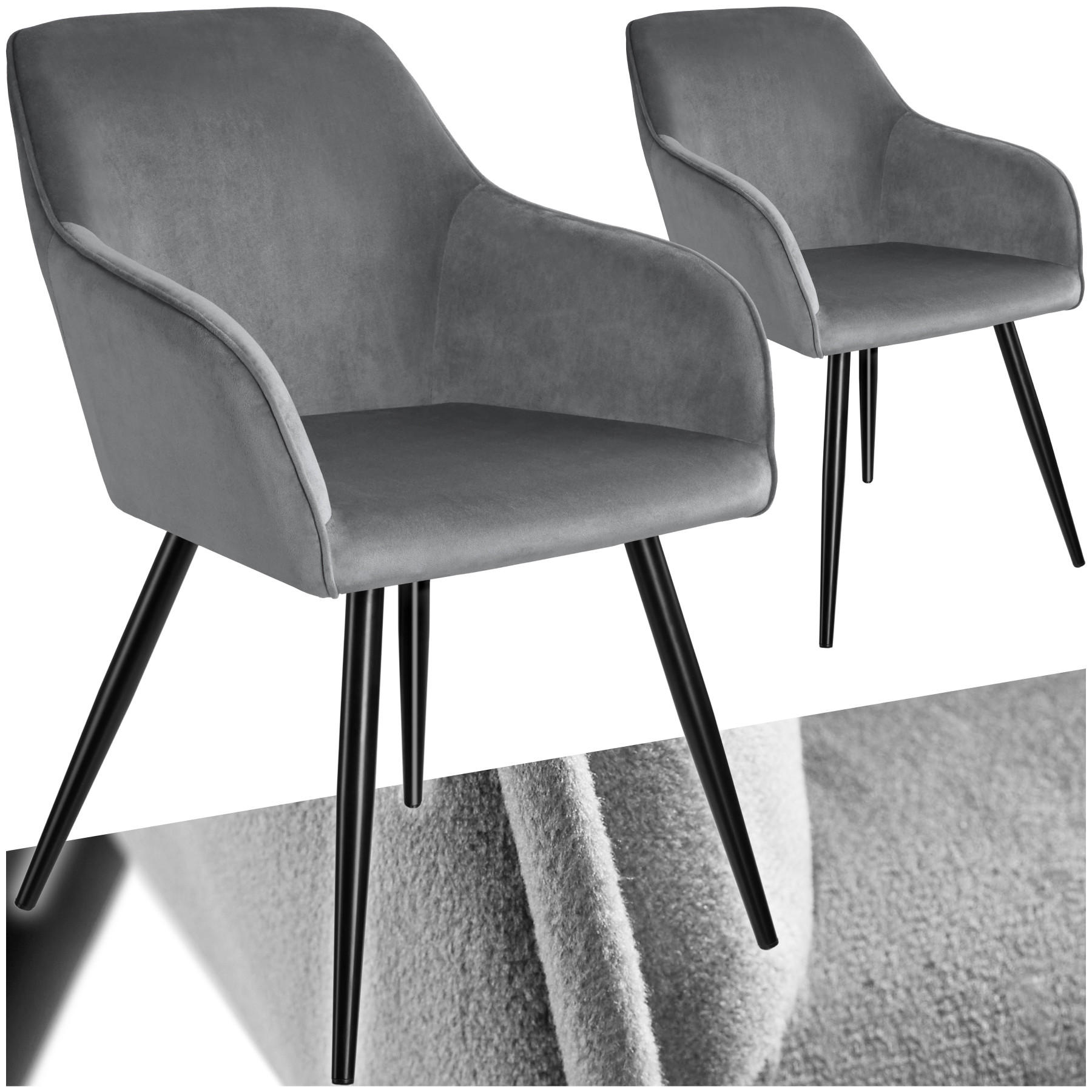ESSZIMMERSTUHL 2er Set Marilyn 58 x 62 x 82 cm grau/schwarz - Schwarz/Grau, Textil (58/82/62cm) - tectake
