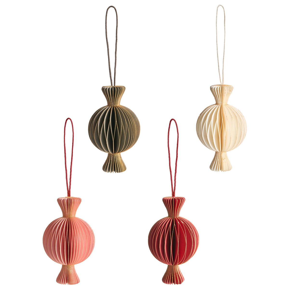 WEIHNACHTSBAUMSCHMUCK 16er Set Papier Bunt Rauma - Multicolor, Papier (6/10/6cm) - Beliani
