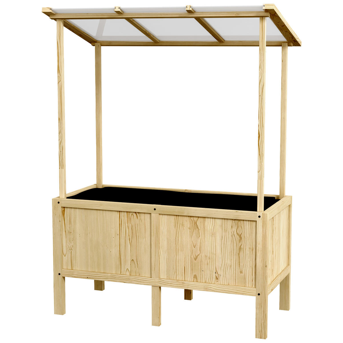 HOCHBEET DE-07805 mit Dach, Drainagelöcher, 160 L Natur - Naturfarben, Holz (110/152/60cm) - ComfortXL
