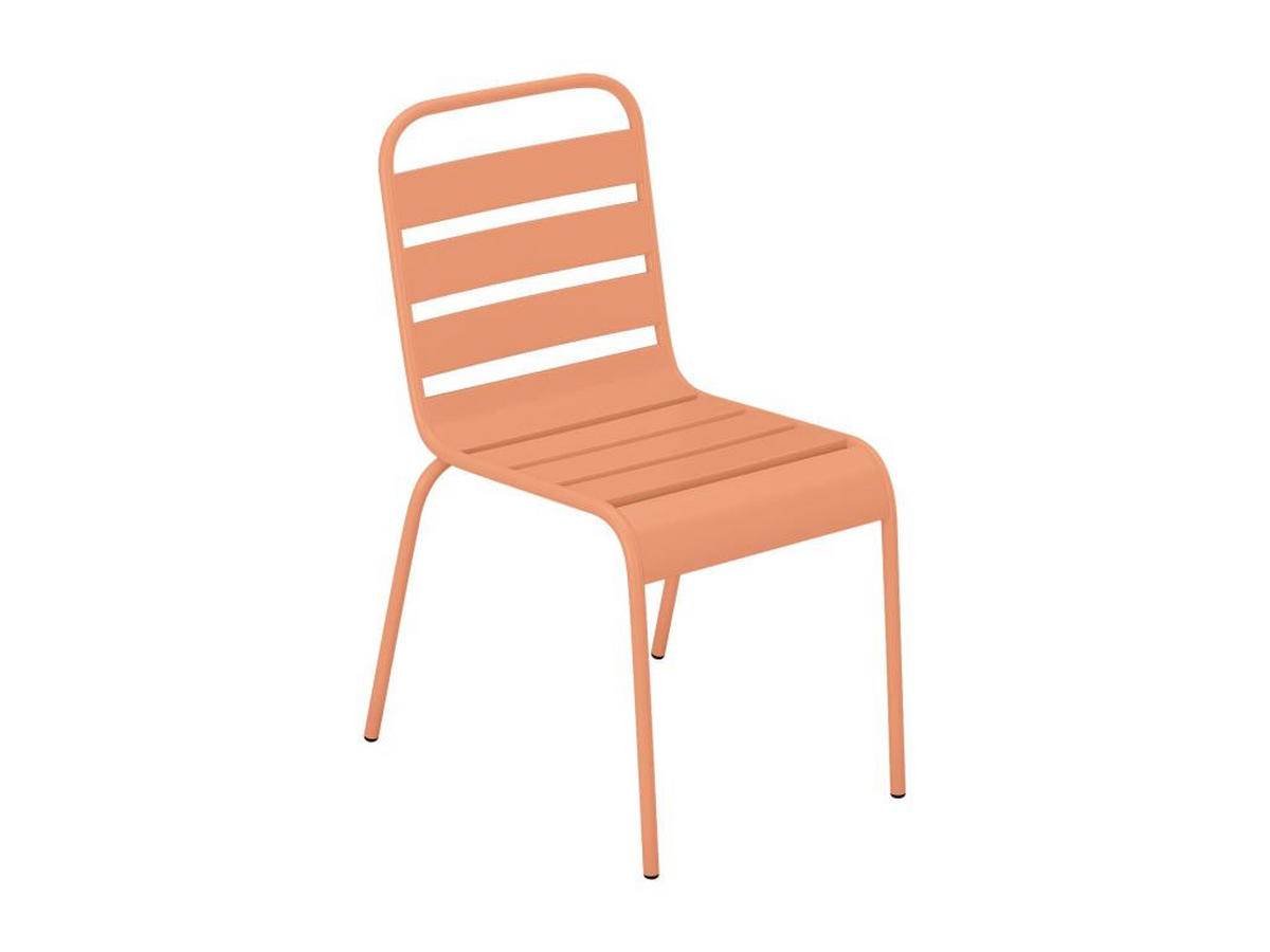 GARTEN-ESSGRUPPE: Tisch L. 80 cm + 2 stapelbare Stühle - Metall - Hellorange - MIRMANDE von MYLIA - Orange, Metall - Vente-Unique