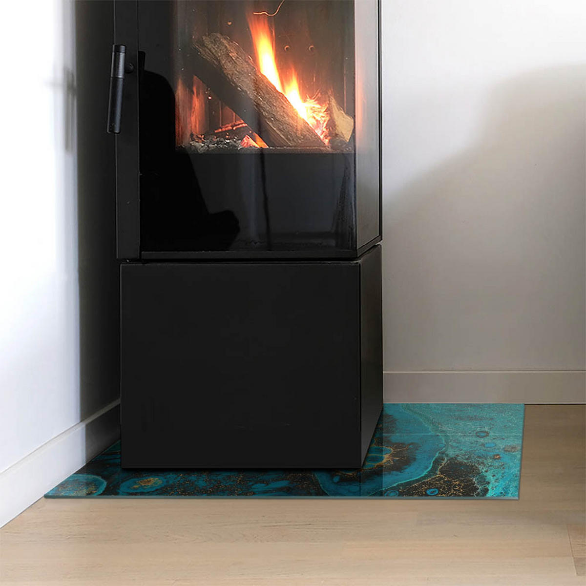 GLASPLATTE für Kamin 60x40 cm - Türkis, Glas (60/40/0.4cm) - TULUP