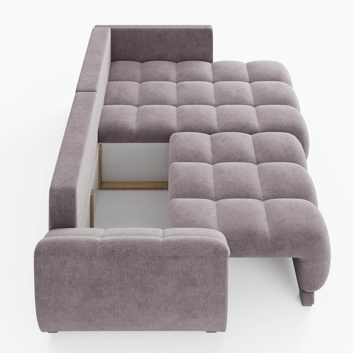 ECKSOFA LARGO Rechts Blau Velours Premium L-Form Couch mit Schlaffunktion & Bettkasten - Blau/Schwarz, Holz (285/180cm) - Barchello