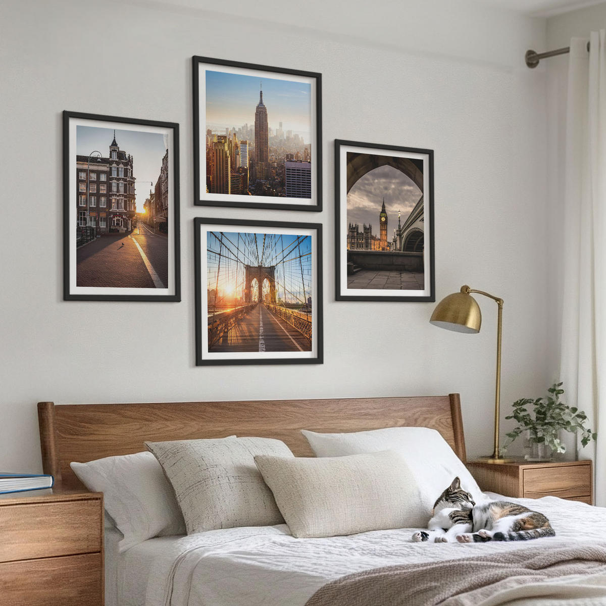 WANDBILDER 4er-Set - 50x50 cm & 40x60 cm Schwarzer Rahmen - London-Ansichtsgemälde-Set - Schwarz, Kunststoff (50/50cm) - ArtPrintCave