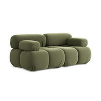 2-SITZER-SOFA Samt Stoff Grün - Schwarz/Olivgrün, Kunststoff/Textil (190/70/96cm) - Makamii
