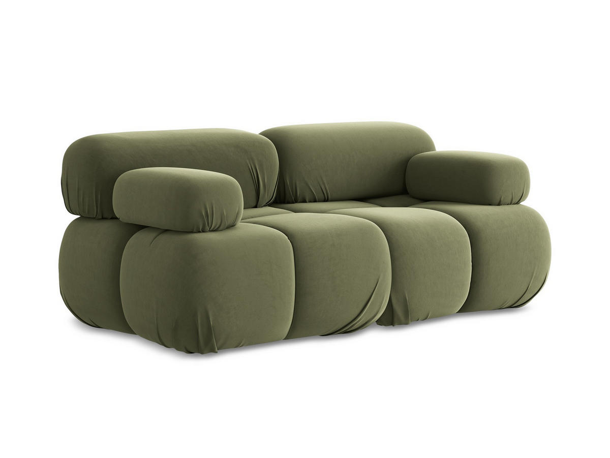 2-SITZER-SOFA Samt Stoff Grün - Schwarz/Olivgrün, Kunststoff/Textil (190/70/96cm) - Makamii