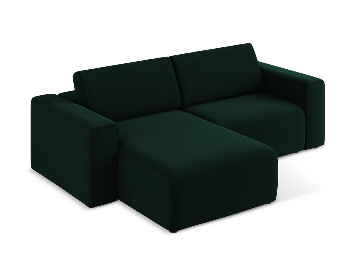 ECKSOFA Links Samt Stoff Grün - Blau/Dunkelgrün, Kunststoff/Textil (167/224cm) - Makamii