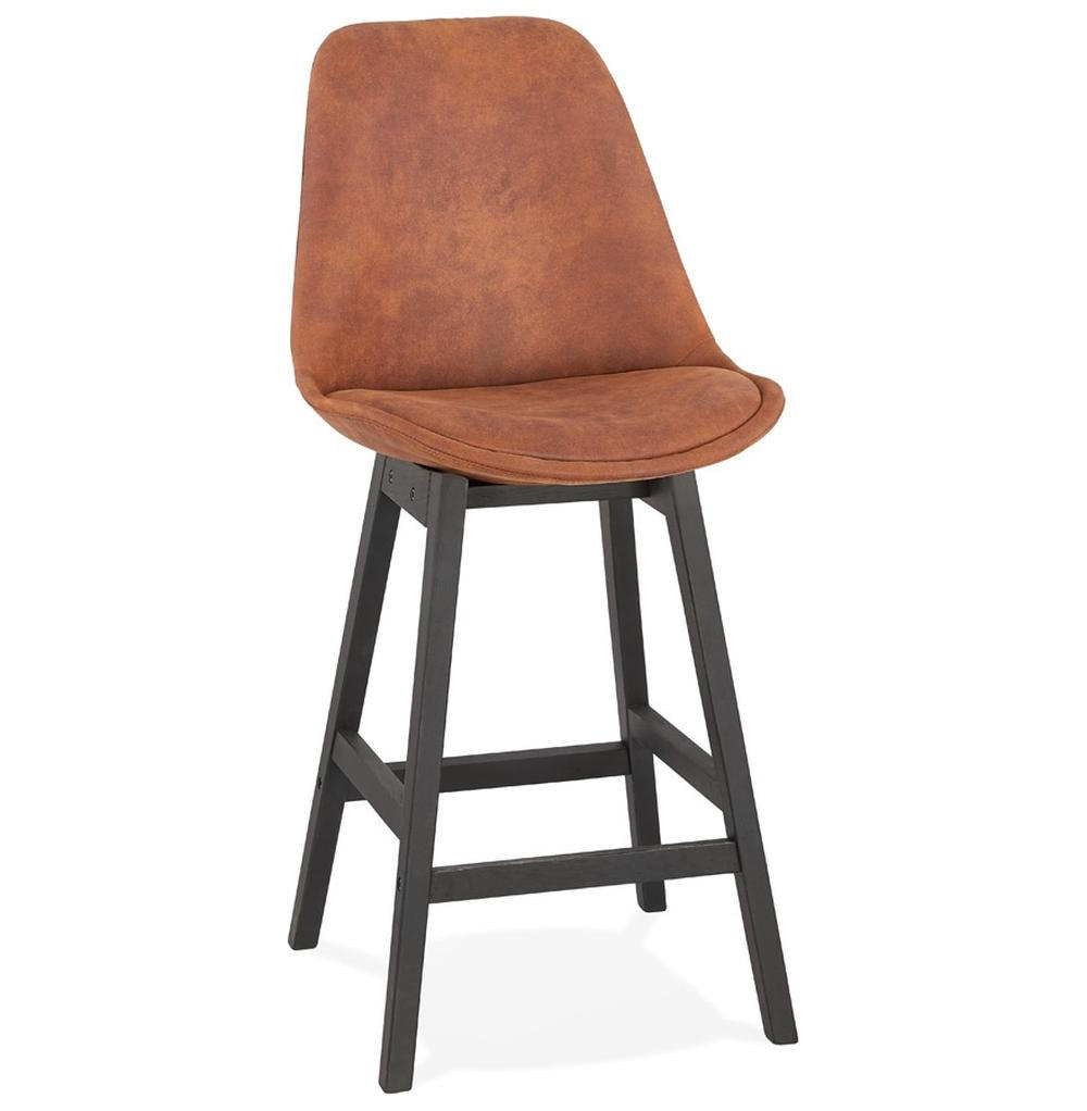 BARHOCKER Mikrofaser Massivholzbeine Sitzhöhe 66cm Skandi-Stil NIXARA MINI, Braun-Schwarz 48x56x103 cm - Schwarz/Braun, Eichenholz/Textil (48/103/56cm) - KADIMA DESIGN