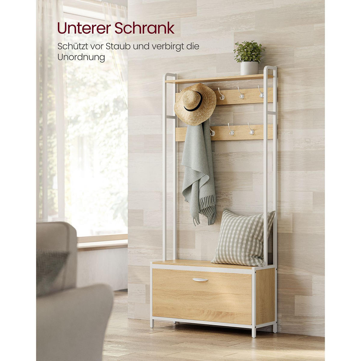 GARDEROBENSTÄNDER PRAGUE - Weiß, Holzwerkstoff (85/180/30cm) - Hansiro