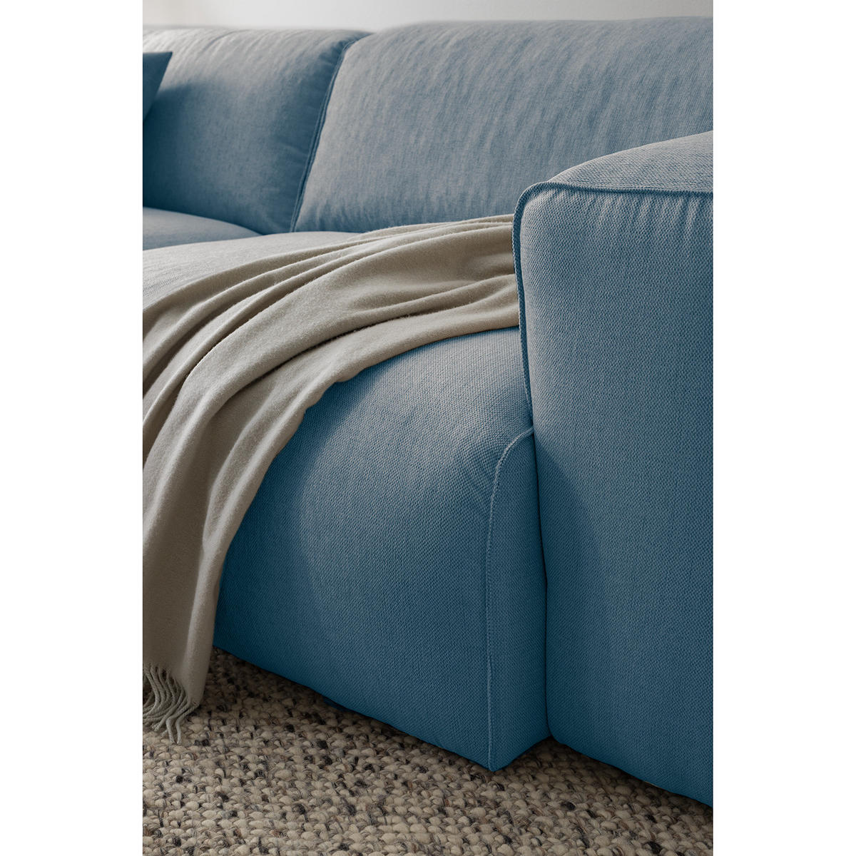 3-SITZER SOFA - Blau/Schwarz, Kunststoff/Textil (251/71/102cm) - home24