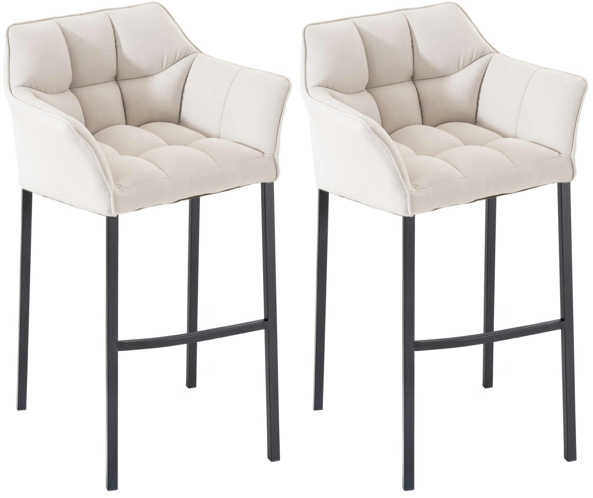 BARHOCKER 2er Set Stoff weiß - Schwarz/Weiß, Textil/Metall (64/110/48cm) - CLP