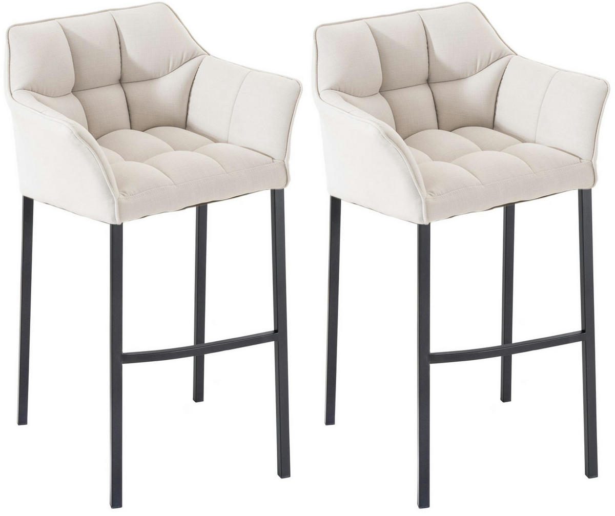 BARHOCKER 2er Set Stoff weiß - Schwarz/Weiß, Textil/Metall (64/110/48cm) - CLP