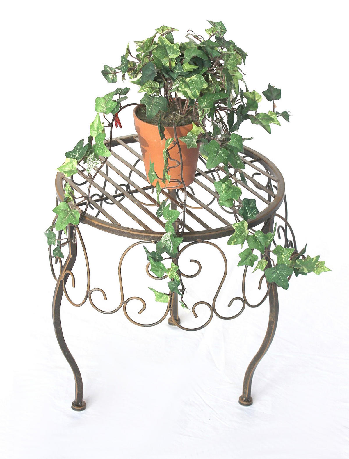 BLUMENHOCKER Rund Metall Braun 35 cm 140129 XL - Braun, Metall (32/35/32cm) - DanDiBo