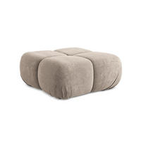 POUF Chenille Stoff Beige - Beige/Schwarz, Kunststoff/Textil (95/41/95cm) - Makamii