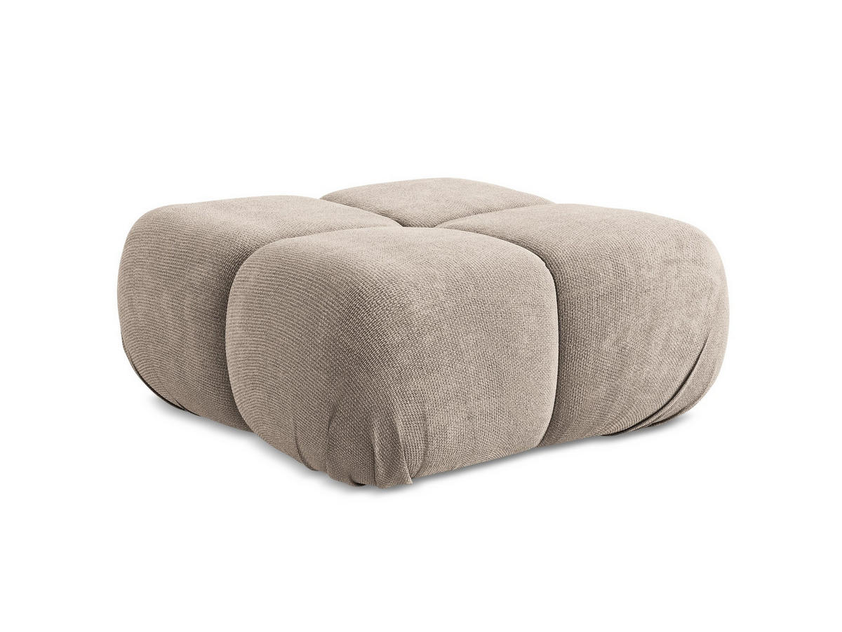 POUF Chenille Stoff Beige - Beige/Schwarz, Kunststoff/Textil (95/41/95cm) - Makamii