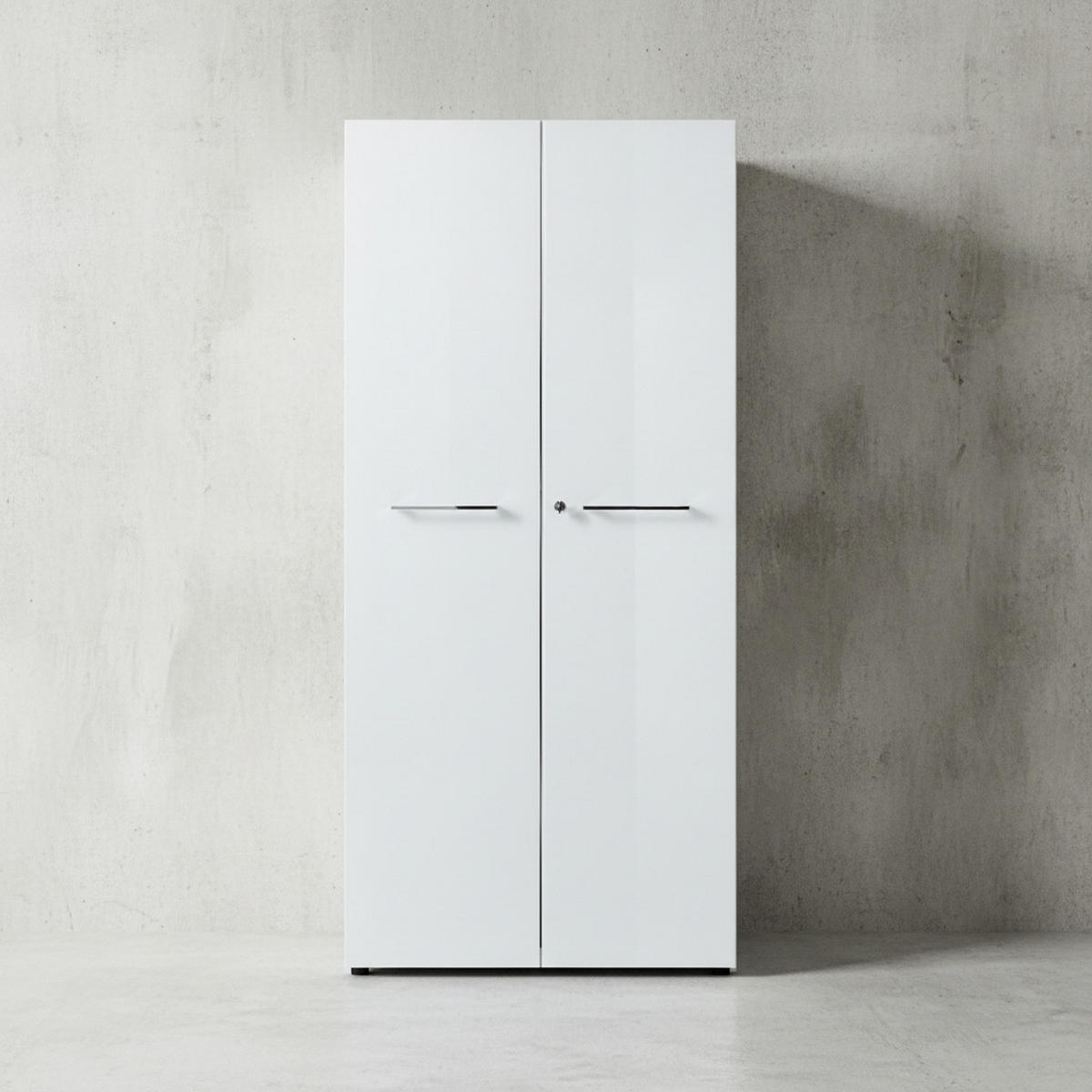 AKTENSCHRANK MUENCHEN 80x37x196cm | 5 Ordnerhöhen | Glasfront & Abschließbar | Weiß - Weiß, Holzwerkstoff/Metall (80/196/37cm) - KADIMA DESIGN