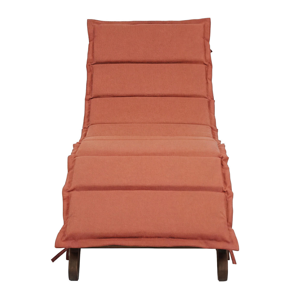 GARTENLIEGE - Akazie massiv / Webstoff - Terracotta, Holz/Textil (54/55/168cm) - home24
