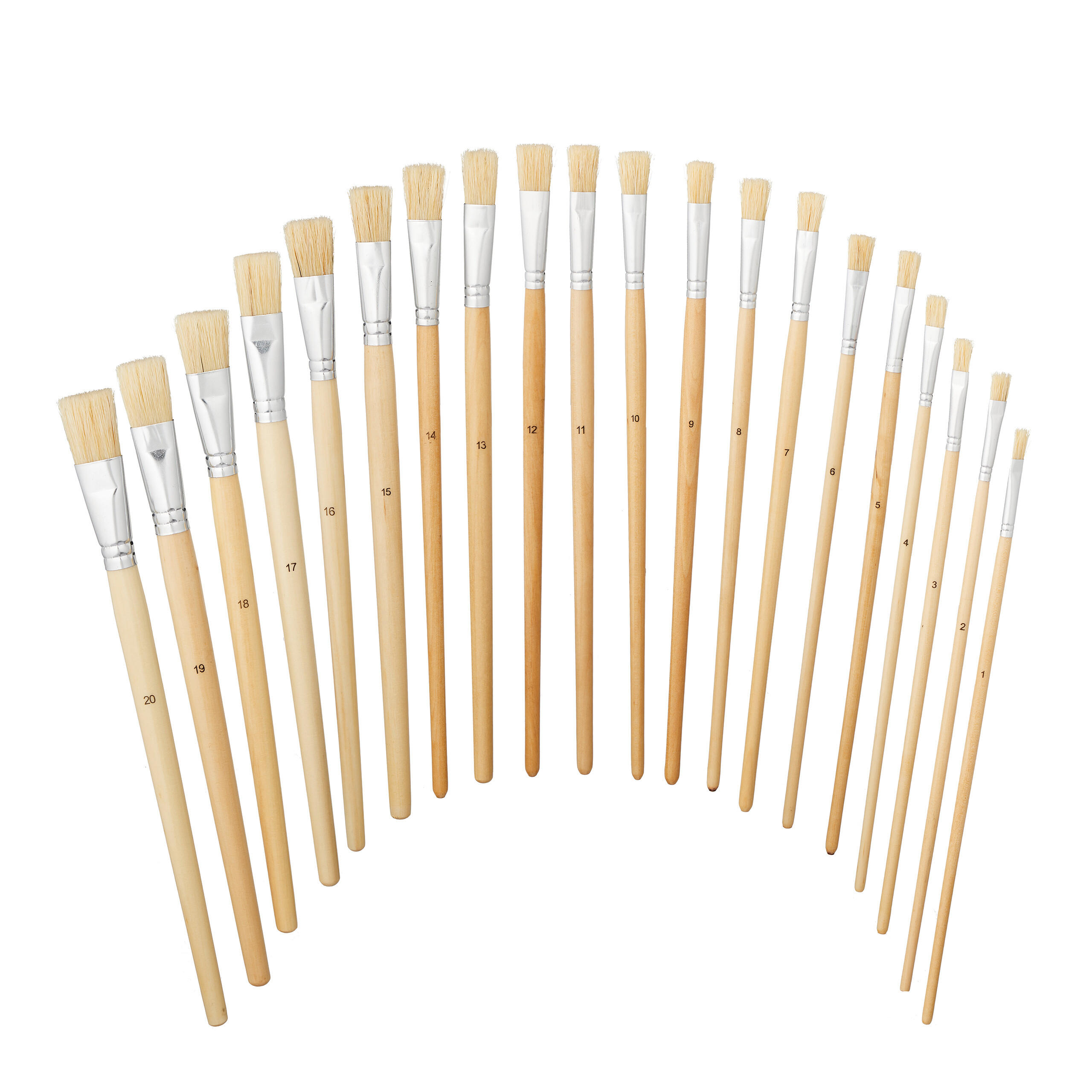 20-TLG.BORSTENPINSEL-SET - Hellbraun, Holz/Textil (2.4/33/1.7cm) - Relaxdays