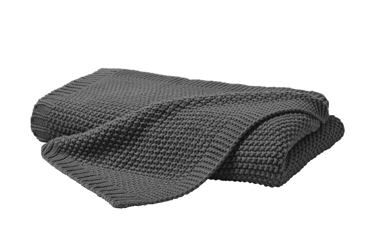 STRICKDECKE 130x170 cm, Kuscheldecke aus 100% Polyacryl, Flauschige Wohnzimmer Wohndecke für Sofa, Bett, Couch uvm. - Anthrazit - Anthrazit, Textil (130/170cm) - Carpe Sonno