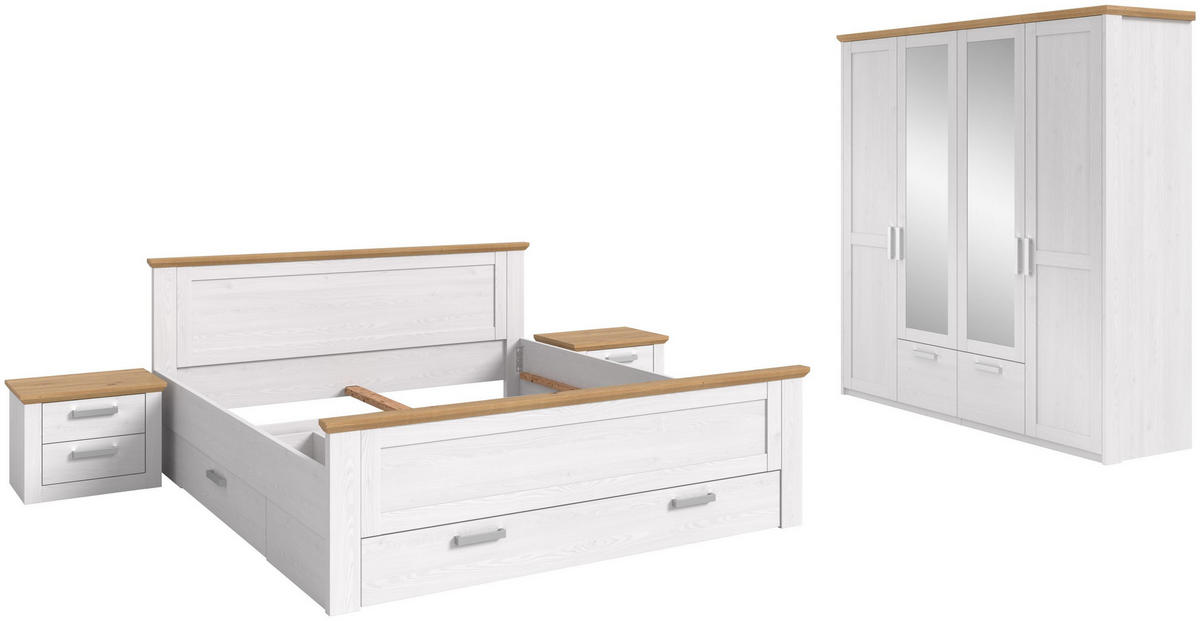 BETTANLAGE Verona Sibiu Lärche Nachbildung 5-tlg. - Lärchefarben, Holzwerkstoff - Xonox