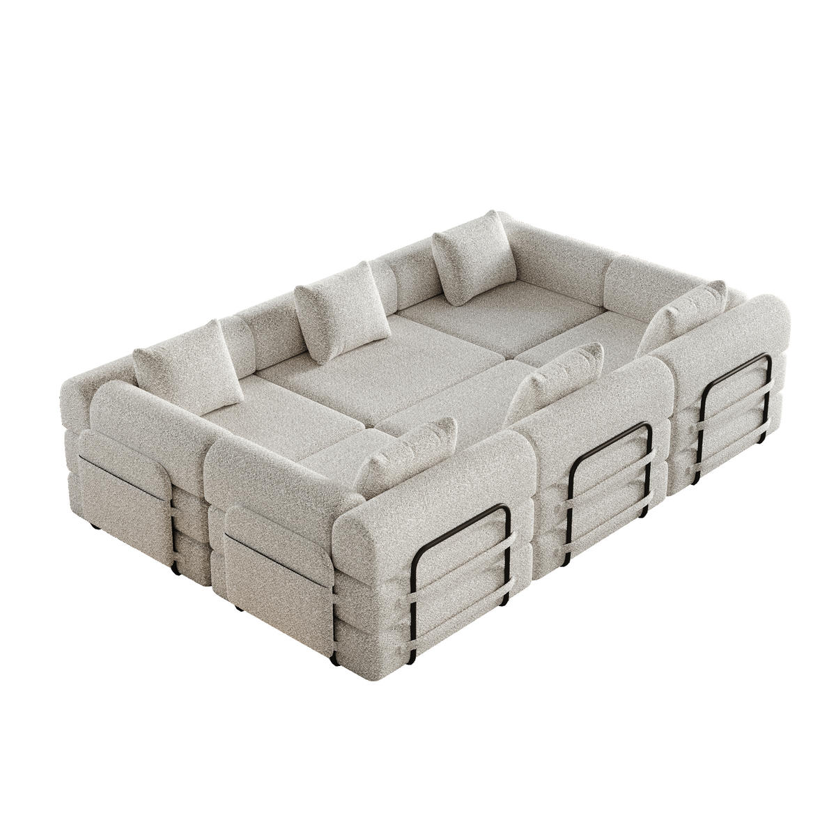 SITZGARNITUR DE-34539 modular Khaki - Sandfarben, Metall (183.8/69.8/274cm) - ComfortXL