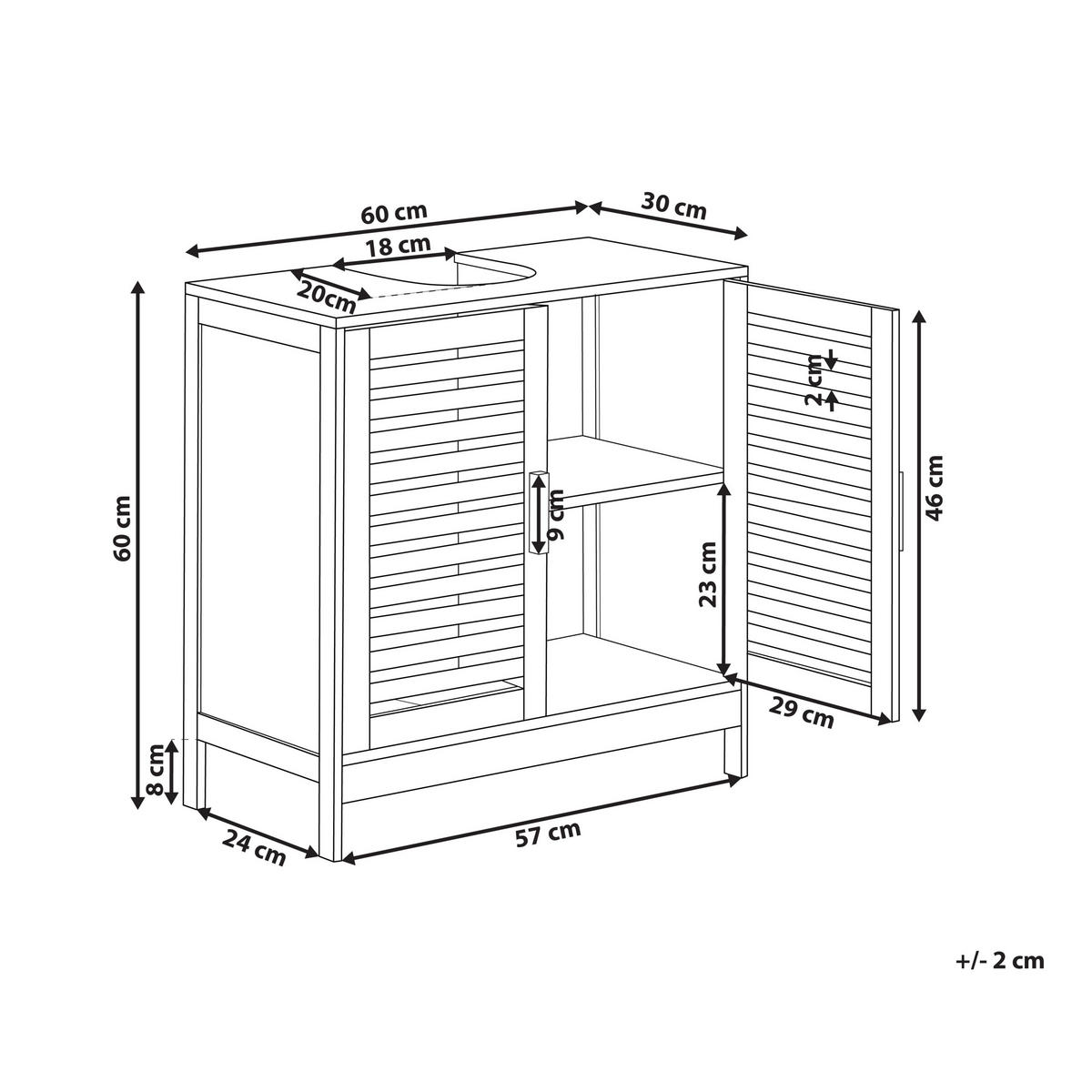 WASCHBECKENUNTERSCHRANK Heller Holzfarbton Missoula - Hellbraun, Holz (60/60/30cm) - Beliani