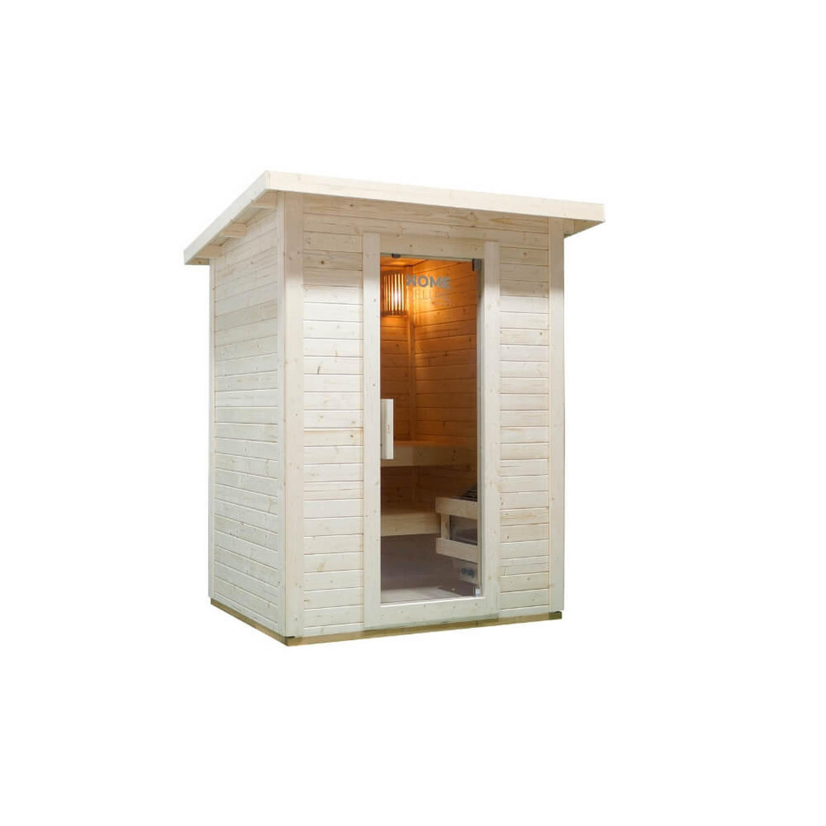 SAUNAHAUS Outdoor TALO M - 191 x 157 cm für 2 Personen - Braun, Holz (191/221/157cm) - Home Deluxe